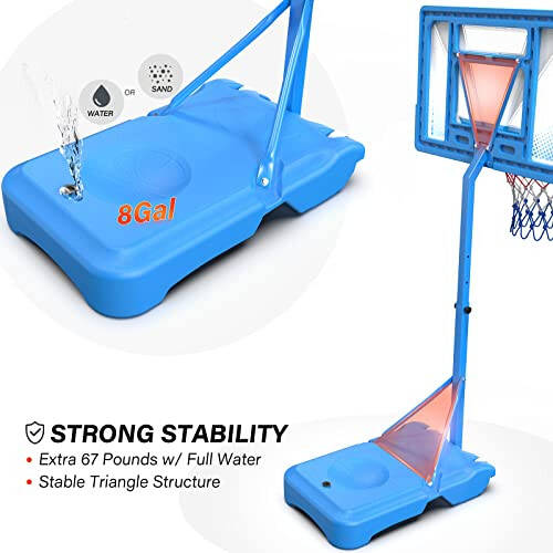 PEXMOR Pool Basketball Hoop Poolside, Portable 45-53