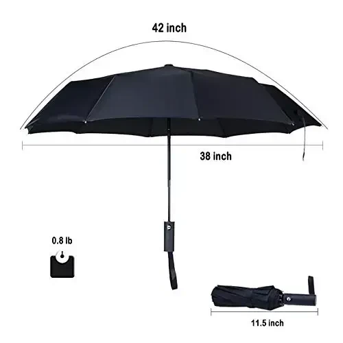 PFFY 2 Packs Travel Umbrella Shamolga chidamli Avtomatik ochiladigan va yopiladigan Yig'iladigan Kichik ixcham Ryukzak Avtomobil sayohati uchun zarur bo'lgan narsalar Yomg'ir uchun hamyon Soyabonlar - 6
