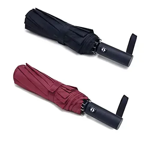 PFFY 2 Packs Travel Umbrella Windproof Auto Open & Close Collapsible Folding Small Compact Backpack Car travel Essentials Purse Umbrellas for Rain - 1