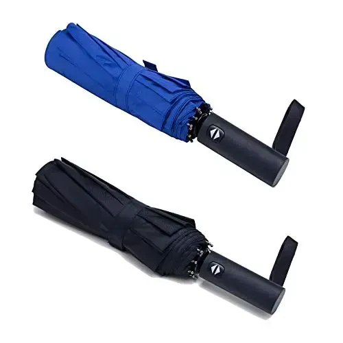 PFFY 2 Packs Travel Umbrella Windproof Auto Open & Close Collapsible Folding Small Compact Backpack Car travel Essentials Purse Umbrellas for Rain - 1