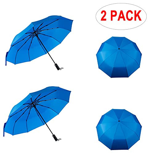 PFFY 2 Packs Travel Umbrella Windproof Auto Open & Close Collapsible Folding Small Compact Backpack Car travel Essentials Purse Umbrellas for Rain - 12