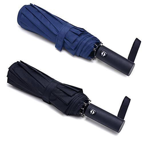 PFFY 2 Packs Travel Umbrella Windproof Auto Open & Close Collapsible Folding Small Compact Backpack Car travel Essentials Purse Umbrellas for Rain - 3