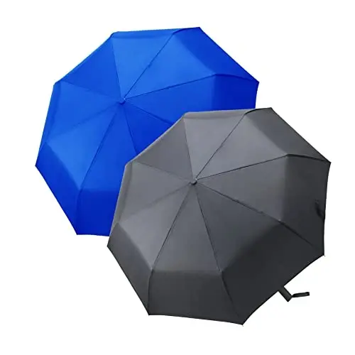 PFFY 2 Packs Travel Umbrella Windproof Auto Open & Close Collapsible Folding Small Compact Backpack Car travel Essentials Purse Umbrellas for Rain - 2