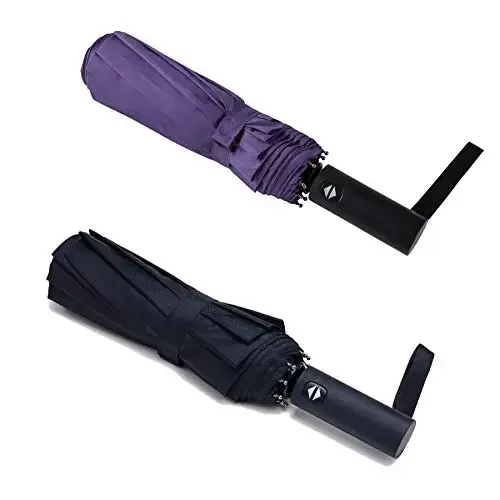 PFFY 2 Packs Travel Umbrella Windproof Auto Open & Close Collapsible Folding Small Compact Backpack Car travel Essentials Purse Umbrellas for Rain - 1