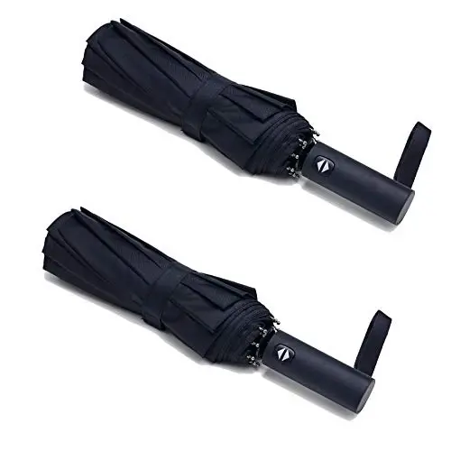 PFFY 2 Packs Travel Umbrella Windproof Auto Open & Close Collapsible Folding Small Compact Backpack Car travel Essentials Purse Umbrellas for Rain - 1