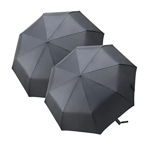 PFFY 2 Packs Travel Umbrella Windproof Auto Open & Close Collapsible Folding Small Compact Backpack Car travel Essentials Purse Umbrellas for Rain - 2