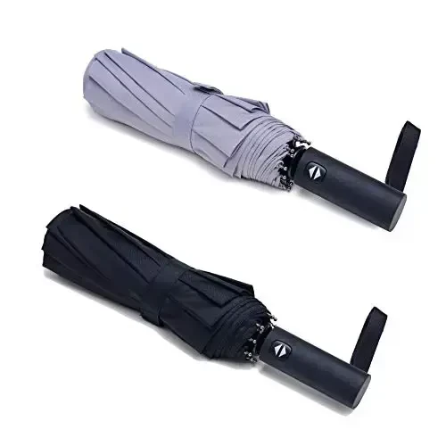 PFFY 2 Packs Travel Umbrella Windproof Auto Open & Close Collapsible Folding Small Compact Backpack Car travel Essentials Purse Umbrellas for Rain - 1