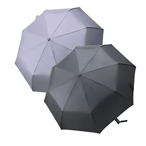 PFFY 2 Packs Travel Umbrella Windproof Auto Open & Close Collapsible Folding Small Compact Backpack Car travel Essentials Purse Umbrellas for Rain - 2