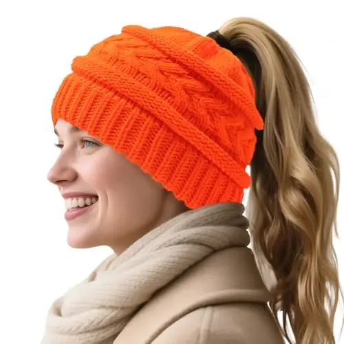 PFFY Beanie Hat for Women Winter Warm Knit Beanies Hats Skull Cap - 1