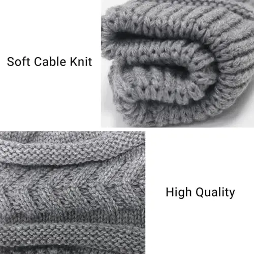 PFFY Ponytail Beanie Hat for Women Winter Warm Knit Beanies High Bun Hats Skull Cap - 5