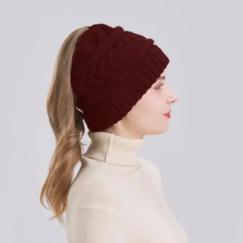 PFFY Beanie Hat for Women Winter Warm Knit Beanies Hats Skull Cap - 3