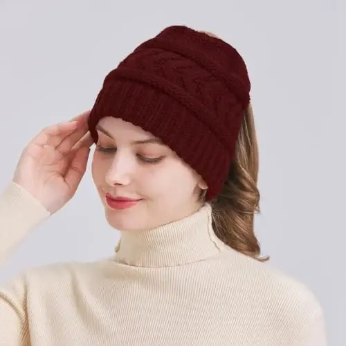 PFFY Beanie Hat for Women Winter Warm Knit Beanies Hats Skull Cap - 6