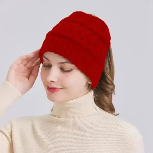 PFFY Beanie Hat for Women Winter Warm Knit Beanies Hats Skull Cap - 3
