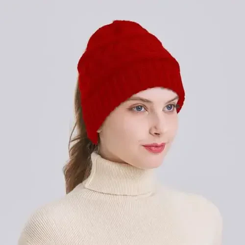 PFFY Beanie Hat for Women Winter Warm Knit Beanies Hats Skull Cap - 5