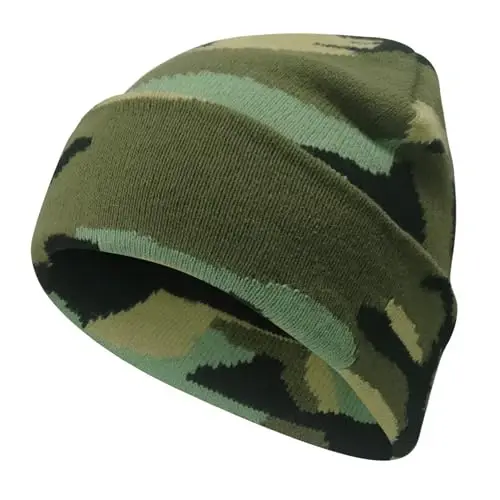 PFFY Beanie для мужчин женщин унисекс вязаная с отворотом однотонная зимняя шапка-бини шапка-чулок - 4