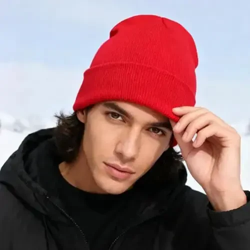 PFFY Beanie for Men Women Unisex Knit Cuffed Plain Winter Beanies Hats Skull Cap - 3