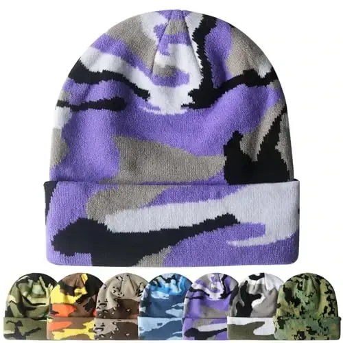 PFFY Beanie for Men Women Unisex Knit Cuffed Plain Winter Beanies Hats Skull Cap - 1