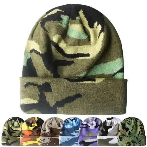 PFFY Beanie for Men Women Unisex Knit Cuffed Plain Winter Beanies Hats Skull Cap - 1