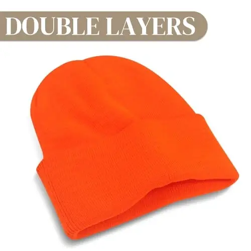 PFFY Beanie for Men Women Unisex Knit Cuffed Plain Winter Beanies Hats Skull Cap - 5