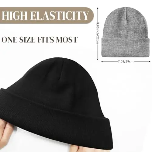 PFFY Beanie for Men Women Unisex Knit Cuffed Plain Winter Beanies Hats Skull Cap - 6