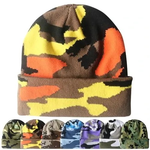PFFY Beanie for Men Women Unisex Knit Cuffed Plain Winter Beanies Hats Skull Cap - 1