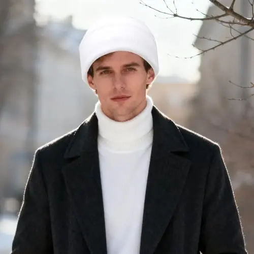 PFFY Beanie for Men Women Unisex Knit Cuffed Plain Winter Beanies Hats Skull Cap - 3