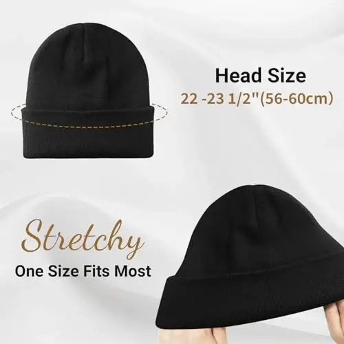 PFFY Beanie for Men Women Unisex Knit Cuffed Plain Winter Beanies Hats Skull Cap - 6