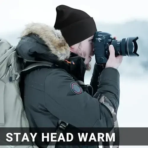 PFFY Beanie for Men Women Unisex Knit Cuffed Plain Winter Beanies Hats Skull Cap - 3