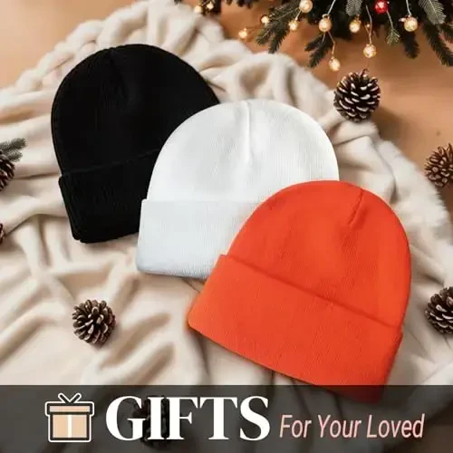 PFFY Beanie for Men Women Unisex Knit Cuffed Plain Winter Beanies Hats Skull Cap - 7