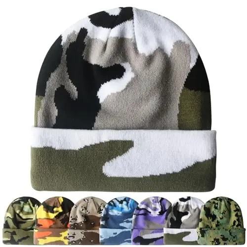 PFFY Beanie for Men Women Unisex Knit Cuffed Plain Winter Beanies Hats Skull Cap - 1