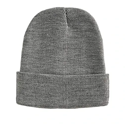 PFFY Beanie for Men Women Unisex Knit Cuffed Plain Winter Beanies Hats Skull Cap - 4