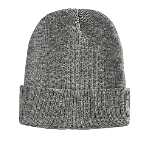 PFFY Beanie for Men Women Unisex Knit Cuffed Plain Winter Beanies Hats Skull Cap - 4