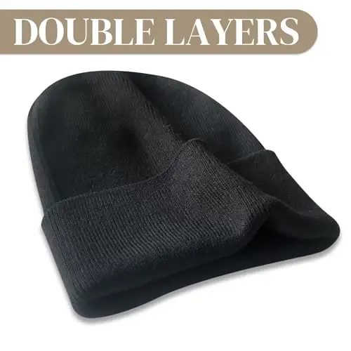 PFFY Beanie for Men Women Unisex Knit Cuffed Plain Winter Beanies Hats Skull Cap - 6