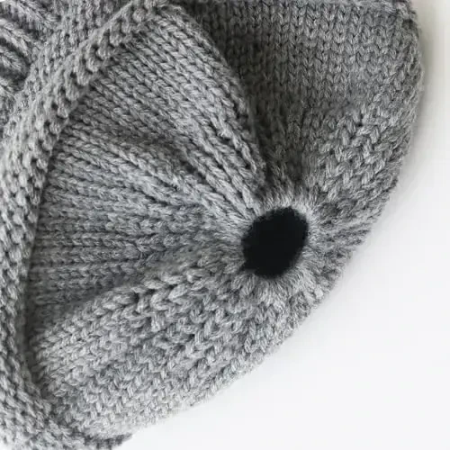 PFFY Ponytail Beanie Ayollar uchun Qishki Issiq Trikotaj Shapka Yuqori Bun Shapkalari Skull Cap - 6