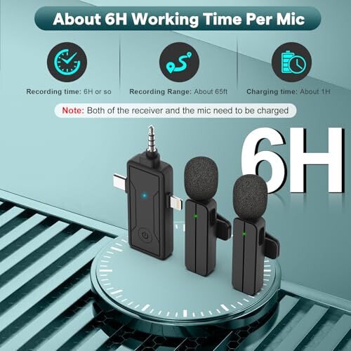 PGDLOF 3 in 1 Wireless Mini Microphone for iPhone Android Phone Camera - Bluetooth Lavalier Lapel Mic for Video Recording - Clip on Shirt Microphones for Tiktok YouTube Podcast Vlogging - 6