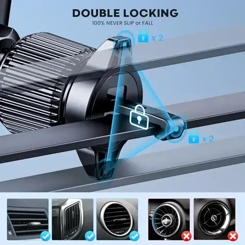 PGU for Magsafe Car Mount [Eng kuchli magnitlar] Magnitli telefon ushlagichi avtomobil uchun [Qo'lsiz] Havo chiqarish panjarasi telefon ushlagichi iPhone 14 13 12 Pro Max Plus Mini MagSafe uchun - 6