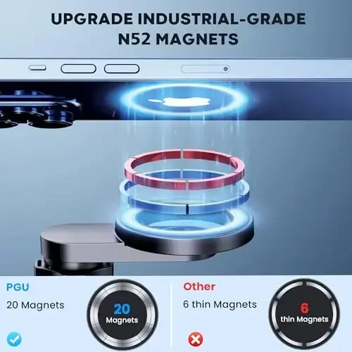 PGU for Magsafe Car Mount [Strongest Magnets] Magnetic Phone Holder for Car [Hands Free] Air Vent Car Cell Phone Holder Mount Car Accessories for iPhone 14 13 12 Pro Max Plus Mini MagSafe Case - 3