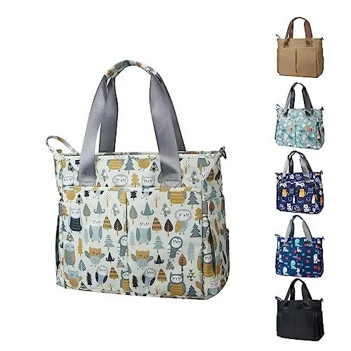 PHEBEN Diaper Bag Tote Satchel Waterproof Messenger Baby Diaper Bags for Mom and Dad Multifunction Medium Travel Tote Bags (Cute Owl) 