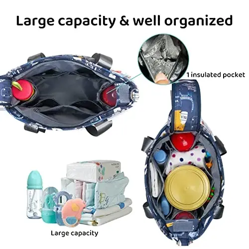 PHEBEN Diaper Bag Tote Satchel Waterproof Messenger Baby Diaper Bags for Mom and Dad Multifunction Medium Travel Tote Bags(Cat Paradise) - 5