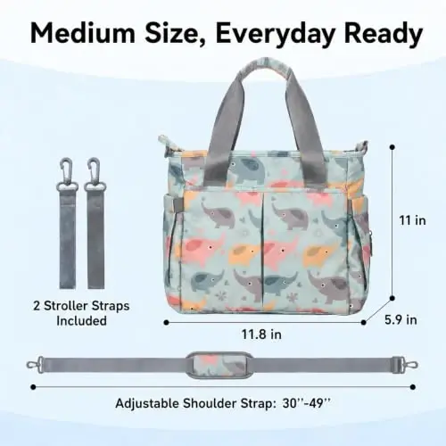 PHEBEN Diaper Bag Tote Medium Travel Baby Bag for Mom and Dad | Water-Resistant Maternity Bag with Insulated Bottle Pocket, Wet Dry Storage, Stroller Straps & Multiple Carrying Options - PHEBEN (1)