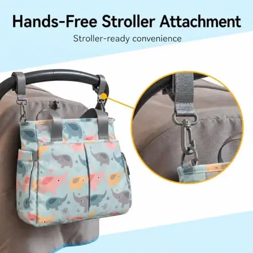 PHEBEN Diaper Bag Tote Medium Travel Baby Bag for Mom and Dad | Water-Resistant Maternity Bag with Insulated Bottle Pocket, Wet Dry Storage, Stroller Straps & Multiple Carrying Options - 5