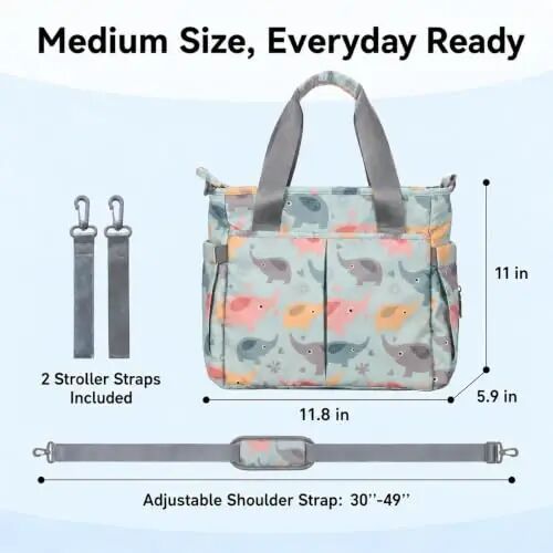 PHEBEN Diaper Bag Tote Medium Travel Baby Bag for Mom and Dad | Water-Resistant Maternity Bag with Insulated Bottle Pocket, Wet Dry Storage, Stroller Straps & Multiple Carrying Options - PHEBEN (1)