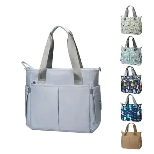 PHEBEN Diaper Bag Tote Satchel Messenger Diaper Bags for Mom and Dad Multifunction Large Travel Tote Bags(Blue Grey) - Modazone