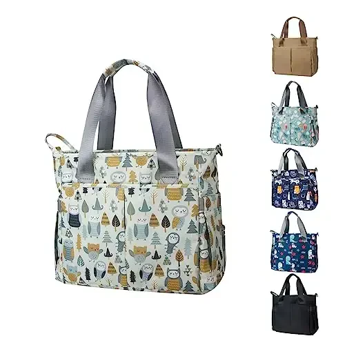 PHEBEN Diaper Bag Tote Satchel Waterproof Messenger Baby Diaper Bags for Mom and Dad Multifunction Medium Travel Tote Bags (Cute Owl) - 1