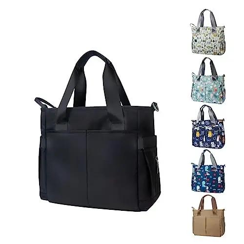 PHEBEN Diaper Bag Tote Satchel Waterproof Messenger Diaper Bags for Mom and Dad Multifunction Large Travel Tote Bags (Black) - 1
