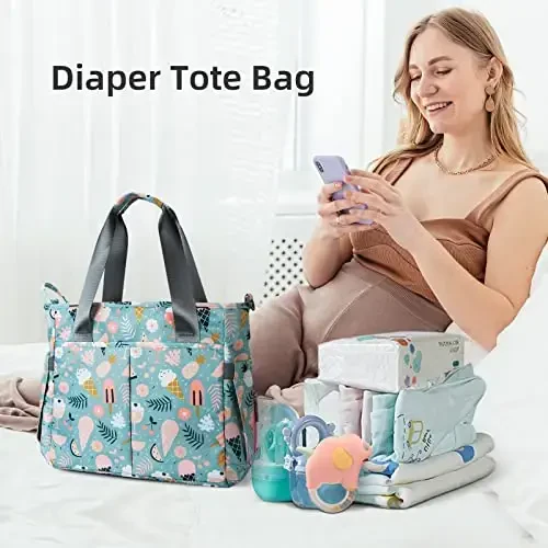 PHEBEN Diaper Bag Tote Satchel Waterproof Messenger Diaper Bags for Mom and Dad Multifunction Large Travel Tote Bags (Cartoon Dessert) - Modazone (1)