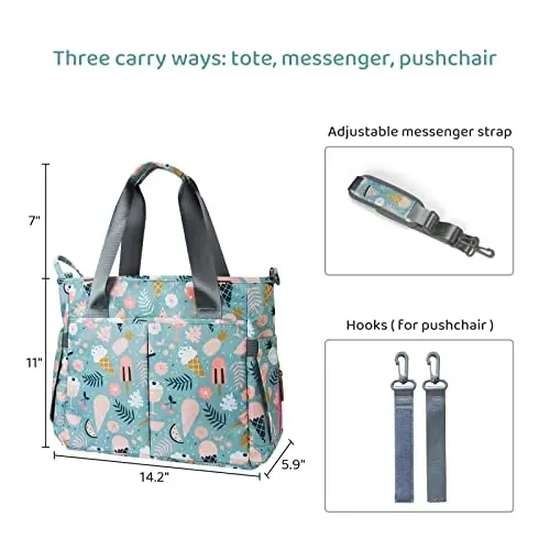 PHEBEN Diaper Bag Tote Satchel Waterproof Messenger Diaper Bags for Mom and Dad Multifunction Large Travel Tote Bags (Cartoon Dessert) - 3