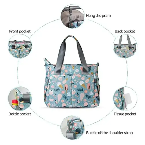 PHEBEN Diaper Bag Tote Satchel Waterproof Messenger Diaper Bags for Mom and Dad Multifunction Large Travel Tote Bags (Cartoon Dessert) - 4
