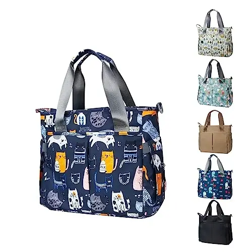 PHEBEN Diaper Bag Tote Satchel Waterproof Messenger Baby Diaper Bags for Mom and Dad Multifunction Medium Travel Tote Bags(Cat Paradise) - 1
