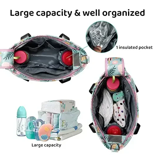 PHEBEN Pampers sumkasi Tote Satchel Suv o'tkazmaydigan Messenger Pampers sumkalari Ona va ota uchun Ko'p funksiyali Katta sayohat sumkalari (Multfilm Dessert) - 5